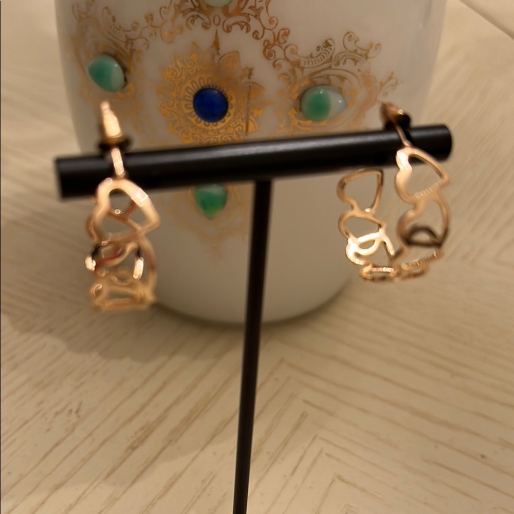 Elegant Gold  heart Dangle Earrings